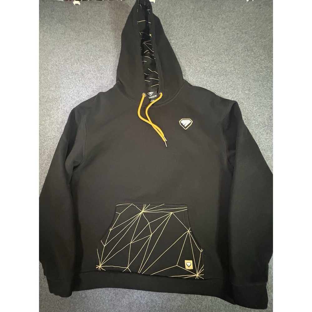 Metaview Gaming Content Custom Black and Gold Geometric Pullover Hoodie Large